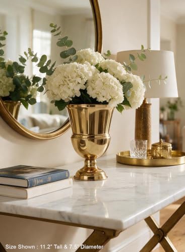 Serene Spaces Living Decorative Vase Urn, Vases for Centerpieces, Metal Vase Use for Home Decor, Wedding, Parties, Floral Arrangements (Large - Pack of 4 (Gold))