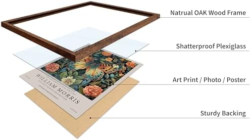 Poster Master William Morris Poster - Butterfly Print - Botanical Art - Flower Art - Exhibition Artwork - Animal Creation - Floral Piece - Aesthetic Illustration - Office or Living Room Decor - 16x20 Brown Framed
