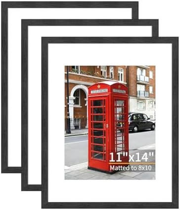 ATOBART 11x14 Picture Frame Set of 3, Black Wood, Plexiglass