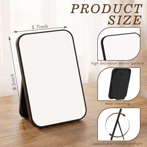 24 Pack 8x5 In Desk Makeup Mirror with Stand and Hanging Hole,Black