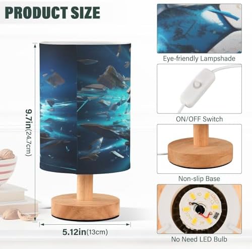 Football Soccer 3D LED Table Lamp for Bedroom Bedside Lamp with USB Charging Ports Decor Nightstand for Living Room Reading Dorm Desk Home Office