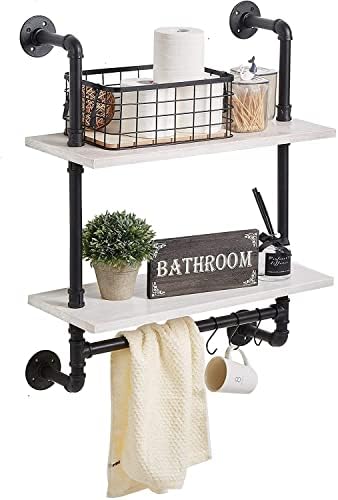 ROGMARS White Bathroom Floating Shelves for Wall Industrial Pipe Shelving