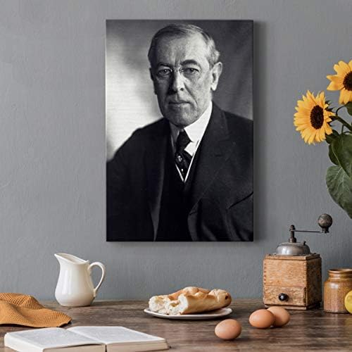 Renditions Gallery Woodrow Wilson Presidental Portrait Wall Art, Premium Gallery Wrapped Canvas Decor, Ready to Hang, 12 in H x 8 in W, Made in America Print