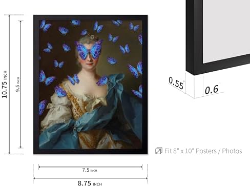 Poster Master Madam de La Porte Print - Portrait Painting Poster - Altered & Pop Art - Gift for Men & Women - Aesthetic Wall Decor for Bedroom, Living Room or Office - 8x10 Black Framed
