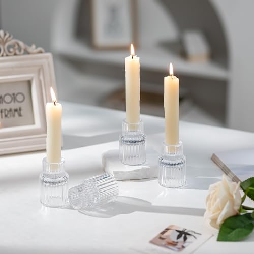 Romadedi Glass Candle Holder for Candlestick, Clear, Pack of 20