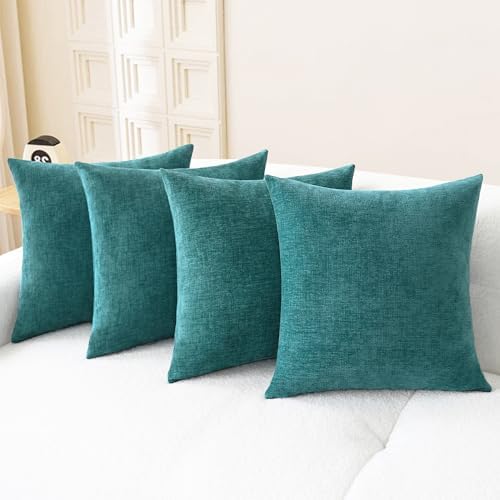 CaliTime Decorative Couch Throw Pillow Covers 18 X 18 Inches Teal
