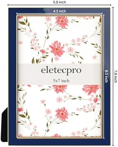 eletecpro 5x7 Enamel Picture Frame with Real Glass Cover, Navy, 1-Pack