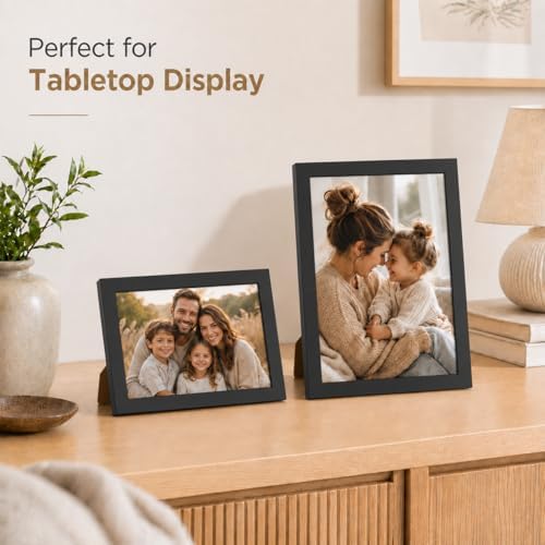 JCJMY 7x9 Picture Frame Set of 6 Black for Wall Hanging or Tabletop- Wall Mounting Horizontally or Vertically, 7 x 9 Wall Gallery Poster Photo Frames for 7 by 9 Photo,6 Pack, Black
