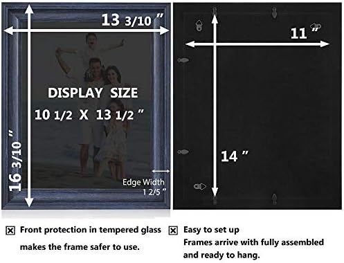 LaVie Home 11x14 Picture Frames (1 Pack, Blue) Rustic Photo Frame Set with Plexiglass for Wall Mount Display