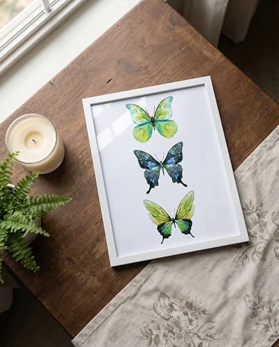 Prints Made Perfect Green Butterfly Wall Art – Watercolor Butterfly Print – Botanical Nature Decor – Cottagecore Bedroom Wall Decor – 11x14 Unframed Linen Paper
