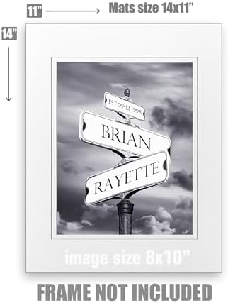 A&T ARTWORK Black and White Street Sign Photo Prints Gift,includes Names and the Date Unique Gift for the Anniversary.14x11 inches with Mat UNFRAMED