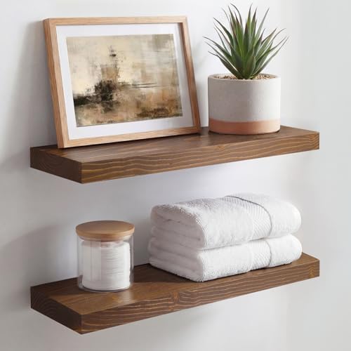 Homeforia 18 Inch Floating Shelves, High-End Solid Pine Wood, Set of 3