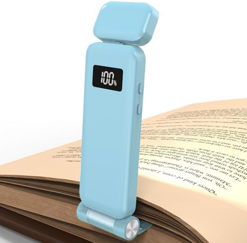 KTEBO Rechargeable Book Light with Clip & Battery Indicator, 9 Luminescence Modes, USB-C Portable 1.6 oz Ultralight Lamp for Night Reading in Bed, Readers - Blue