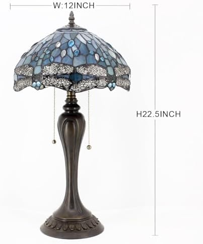 WERFACTORY Tiffany Table Lamp Stained Glass Bedside Lamp Desk Reading Light
