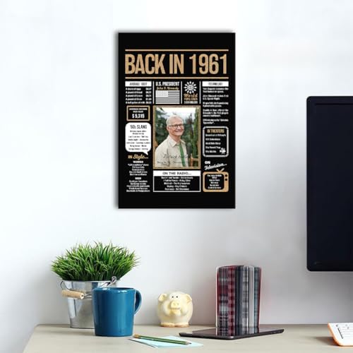 Personalized 64th Birthday Party Decorations Men, Women, Him, Her - Custom Gifts Idea For 64 Years Old, Back In The Year You Born Newspaper For 64th Birthday Poster No Frame Black Gold
