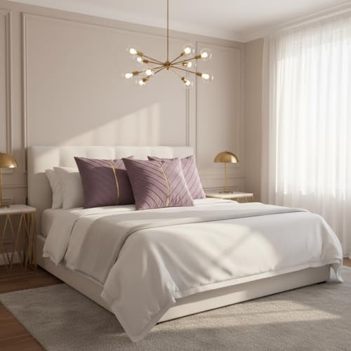 Velvet Throw Pillow Covers 22x22 inch Pack of 2 Gold Decor Purple