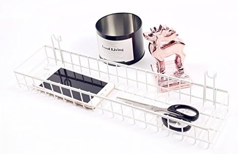 Kaforise Multipurpose Mesh Wall Metal Wire Basket, Grid Panel Hanging Tray, Wall Mount Organizer, Wire Storage Shelf Rack for Home Supplies, Wall Decor, Small Size, White Coated