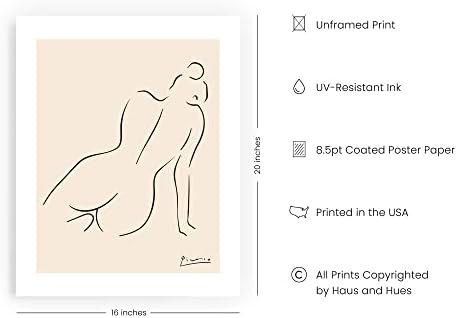 HAUS AND HUES Picasso Line Drawing Abstract Woman Wall Art- Pablo Picasso Artwork Woman Silhouette Minimalist Line Art Female Figure Wall Art Print Picasso Print Nude Body Picasso (Unframed 16x20)