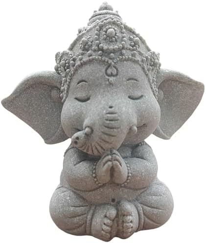 livelyfish Hindu Elephant Statue Lord Ganesha Figurine Meditation Buddha, B