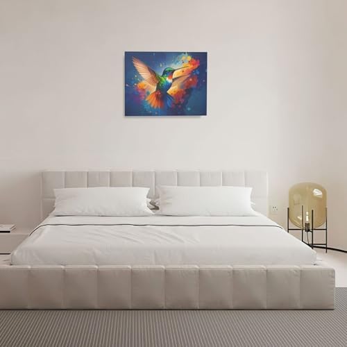 Crekviy Hummingbird Wall Art Bird Pictures Wall Decor Hummingbird Canvas Prints Painting Artwork Home Decoration for Bathroom Bedroom Living Room Framed Gifts Ready to Hang 16"x20"
