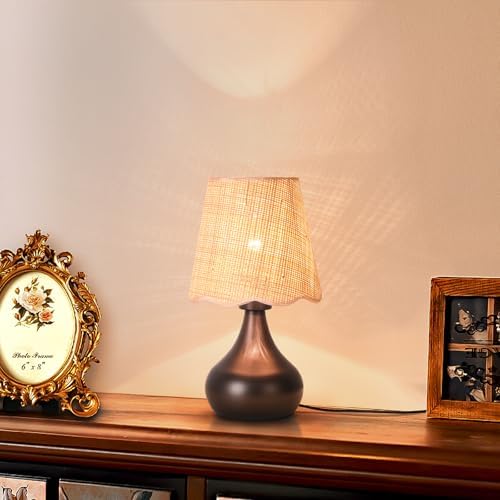 Ziqqeelam Oil Rubbed Bronze Small Table Lamp Touch Control, Farmhouse Bedside Lamps for Nightstand, Vintage Small Table Lamps for Small Spaces for Bedroom, Kitchen Counter, End of Table, Office