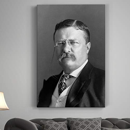 Renditions Gallery Theodore Roosevelt Presidental Portrait Wall Art, Premium Gallery Wrapped Canvas Decor, Ready to Hang, 48 in H x 32 in W, Made in America Print