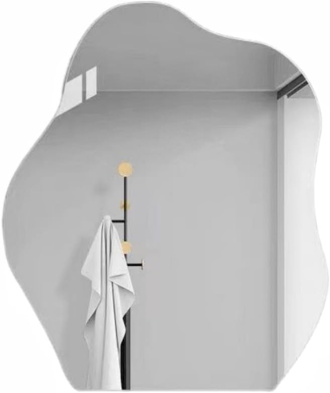 Irregular Wall Mirror Set Frameless Glass Mirror Modern Decorative Mirror for Bedroom Living Room Dressing Table Entryway Space Saving(33x40cm)