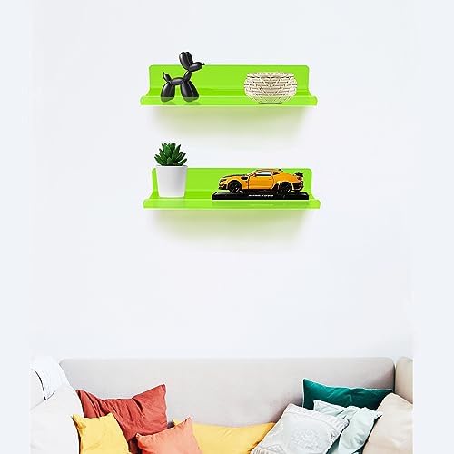 ROYALITA 2-Pack Small Acrylic Shelves Wall Mounted, 12 in Display Shelves