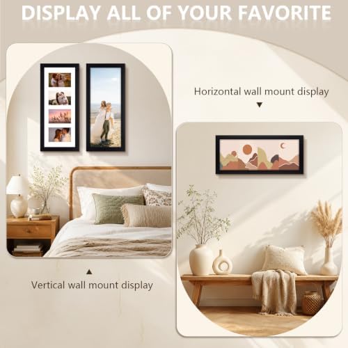 Golden State Art Collage Frame 8x20 Matted 4 4x6 Photos Wood Black, 3 Pack