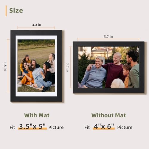 HappyHapi 4x6 Picture Frames Set of 10, Tabletop or Wall Display Pictures 3.5x5 with Mat or 4x6 Without, Multi Photo Frames Collage (Black) (Pack of 3)