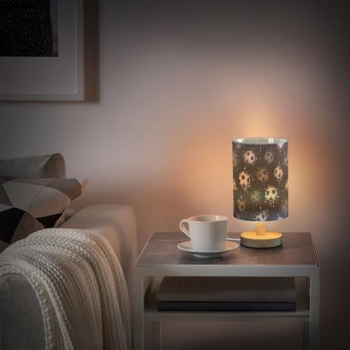 ALAZA Soccer Football Ball Black Watercolor Decor Bedside Table Lamp with USB Port for Bedroom Nightstand Office Desk LED Bulb Included