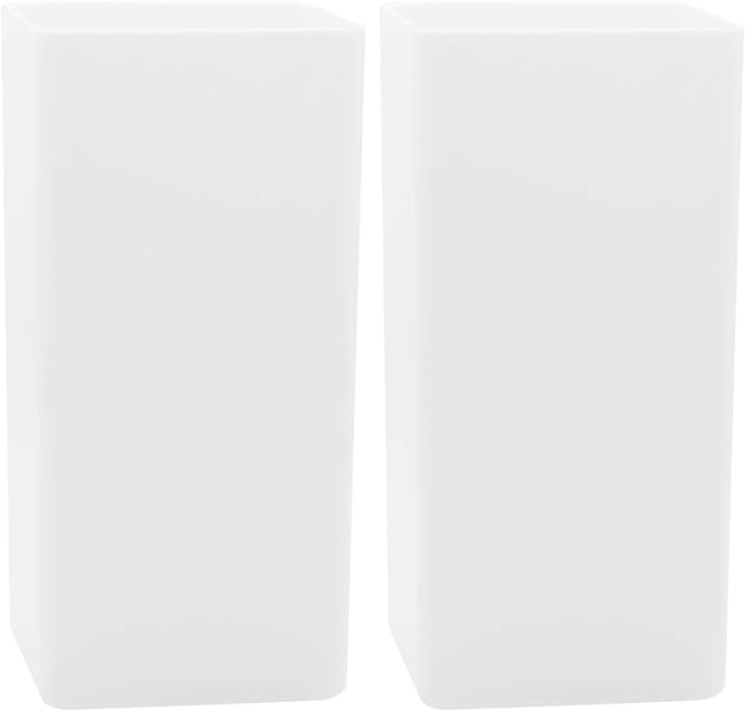 Royal Imports Flower Vase Acrylic Tall Rectangle - Decorative Centerpiece for Home or Wedding - Non Breakable Plastic, 5" X10 - White (Pack of 2)