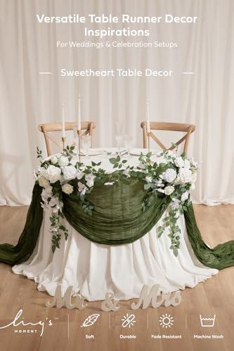 Ling's Moment Pink Cheesecloth Table Runner, 120 Inch 10FT Blush