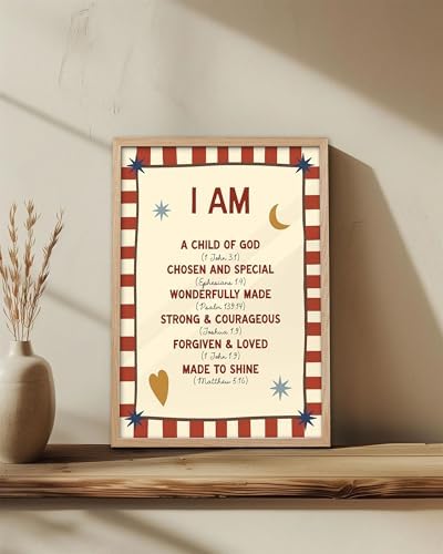 KensTro 12x16 Oak Framed I Am a Child of God Scripture Wall Art | Natural Oak Wood Frame with Christian Affirmation Print for Bedroom, Hallway, Office, Living Room or Prayer Space