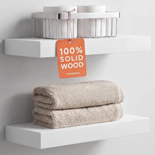 Homeforia 16 Inch Floating Shelves, High-End Solid Pine Wood, Set of 2