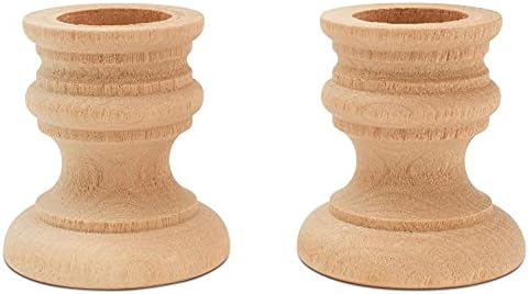 Unfinished Wood Country Candle Cups, 1-7/8 inch with 7/8 inch Taper Candle Hole, Set of 12, by Woodpeckers