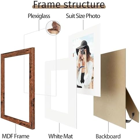Picrit 8x12 Picture Frame Set of 12, Modern Gallery Wall Frames, Brown