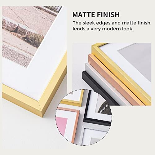 Fun Memories 16x16 Metal Picture Frame with 12x12 Mat, Brushed Aluminum Finish, Tempered Glass Front, and Attached Hanging Hardware - Wall Display Frames for Vertical or Horizontal Set of 3 - Gold