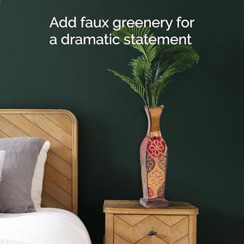 Elements Harlequin Embossed Decorative Metal Vase, Home Decor for Dried Flower and Artificial Floral Arrangements, Living Room, Bedroom, Table Centerpiece, 17-Inch (Pack of 4)