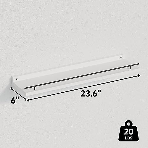 WOPITUES Floating Shelves 24 inch for Wall Decor Set of 3, Black and White