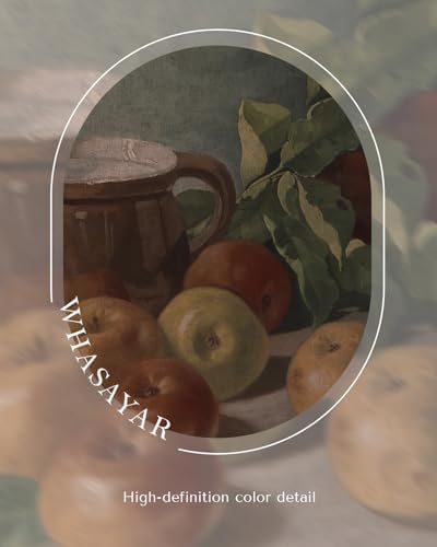 WHASAYART Gold Framed Vintage Wall Art for Living Room, Harvest Apples Still Life Oil Painting Artwork Shelf Decor Abstract Wall Pictures Prints, Farmhouse Fruit Room Decor Bedroom Kitchen Bathroom