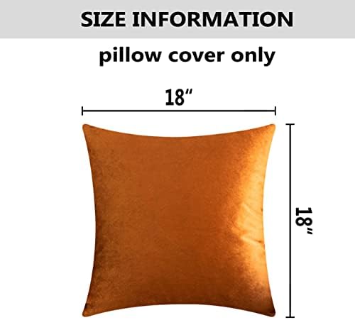 Home Brilliant Pillow Covers 18x18 Set of 2 Orange Velvet Throw Pillows Square Decorative Pillow Cases for Couch Bench Sofa 45cm x 45cm(18 x 18 inches), Copper