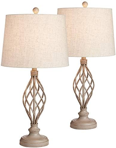 Annie 28" Bronze Brown Tall Table Lamps Set of 2 Sand Iron Scroll Modern