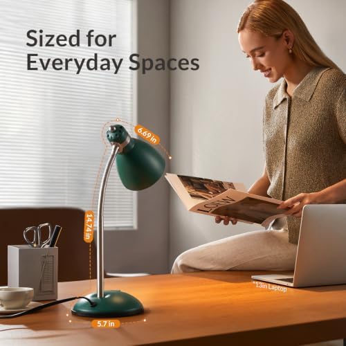 LEPOWER Metal Desk Lamp, Adjustable GooseNeck Reading Light for Bedroom