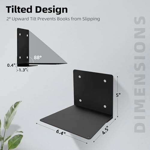 STORAGE MANIAC Invisible Floating Bookshelves Wall Mounted Black
