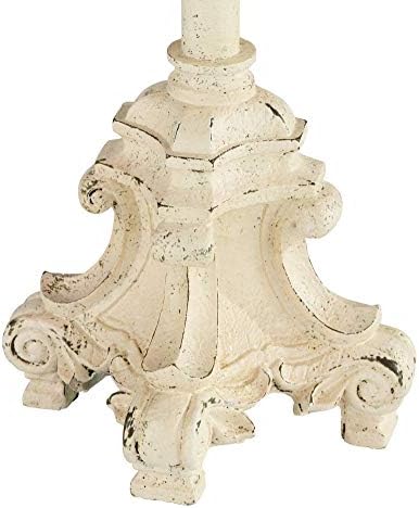 French Candlestick 34" Large Table Lamp Vichelis Ivory Finish White