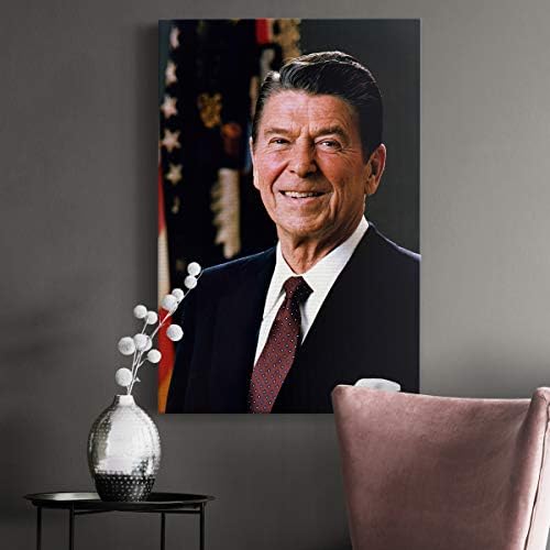Renditions Gallery Ronald Reagan Presidental Portrait Wall Art, Premium Gallery Wrapped Canvas Decor, Ready to Hang, 18 in H x 12 in W, Made in America Print