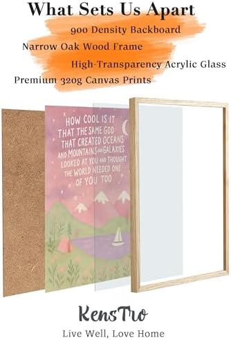 KensTro 16x20in Same God Creation Inspirational Christian Kids Wall Art,Natural OAK Wood Frame with Mountain Canvas Print,Girl First Communion and Baptism Gift for Girls,Nursery Toddler Girly Bedroom,Apartment Dorm Decoration Adoption Gifts,1Pack Pink