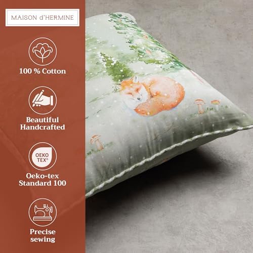 Maison d' Hermine Throw Pillow Covers 100% Cotton (18" x 18" - Pack of 1)
