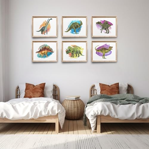 DREAM BIG PRINTABLES Dinosaur Wall Art Prints (Set of 6) - Unframed 8x10s - Fun & Educational Prehistoric Decor for Kids' Room, Bedroom, Nursery, Bathroom, Living Room, Office